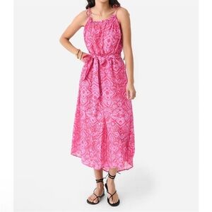 CHUFY rain maxi astrology tie strap belted dress in stencil fuchsia pink medium